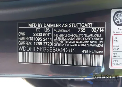 2014 Mercedes-Benz E 350 from USA, damaged, VIN WDDHF5KB9EB004286